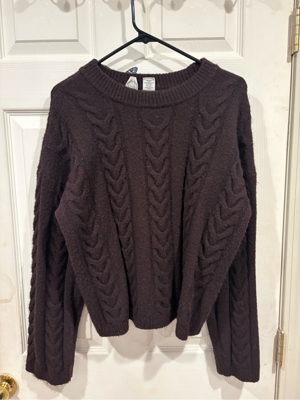 Dark Brown Cable Knit Sweater